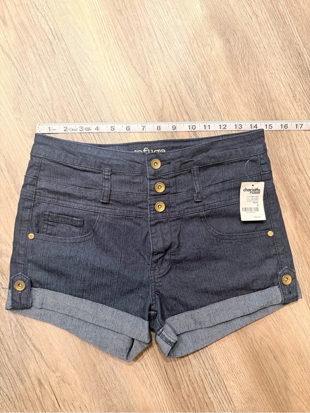 Charlotte Russe Dark Indigo Denim Roll-Cuff Shorts